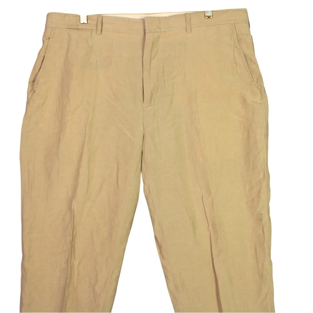 Vintage Polo Ralph Lauren Pant Mens 38x30 Beige Linen Silk Pockets Lightweight